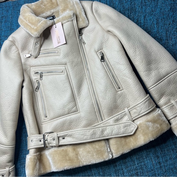 Missguided Premium Zip Detail Aviator Jacket in Stone - Picture 3 of 9